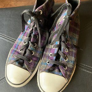 Purple Plaid Converse High-Tops